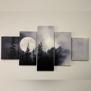 Large Canvas Wall Art Full Moon in The Forest Ready to Hang - 60"x32"